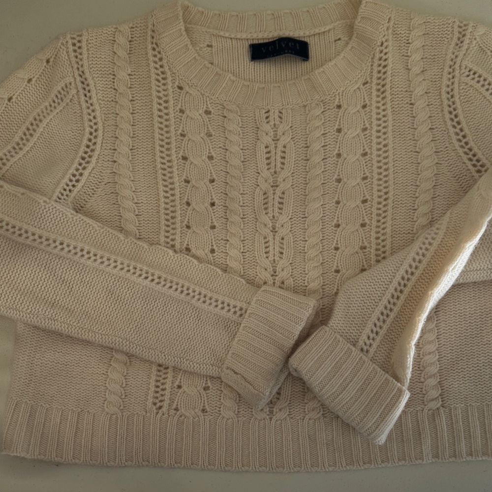 Velvet Women's Beige Cable Knit Sweater